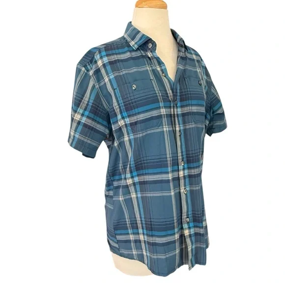Kuhl Styk Short Sleeve Plaid Performance Shirt Tapered Fit Mens Medium - Picture 2 of 12